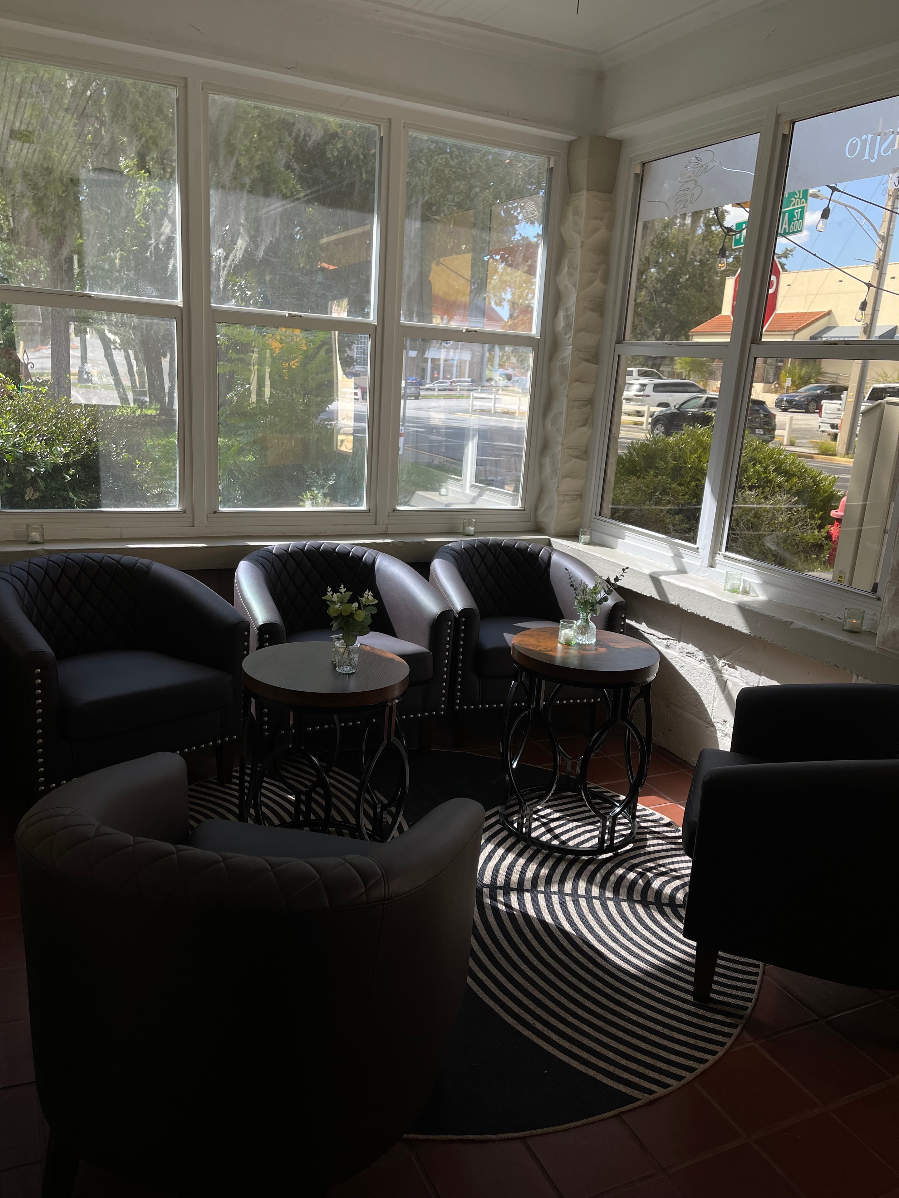 Outdoor patio seating at The Social Cellar