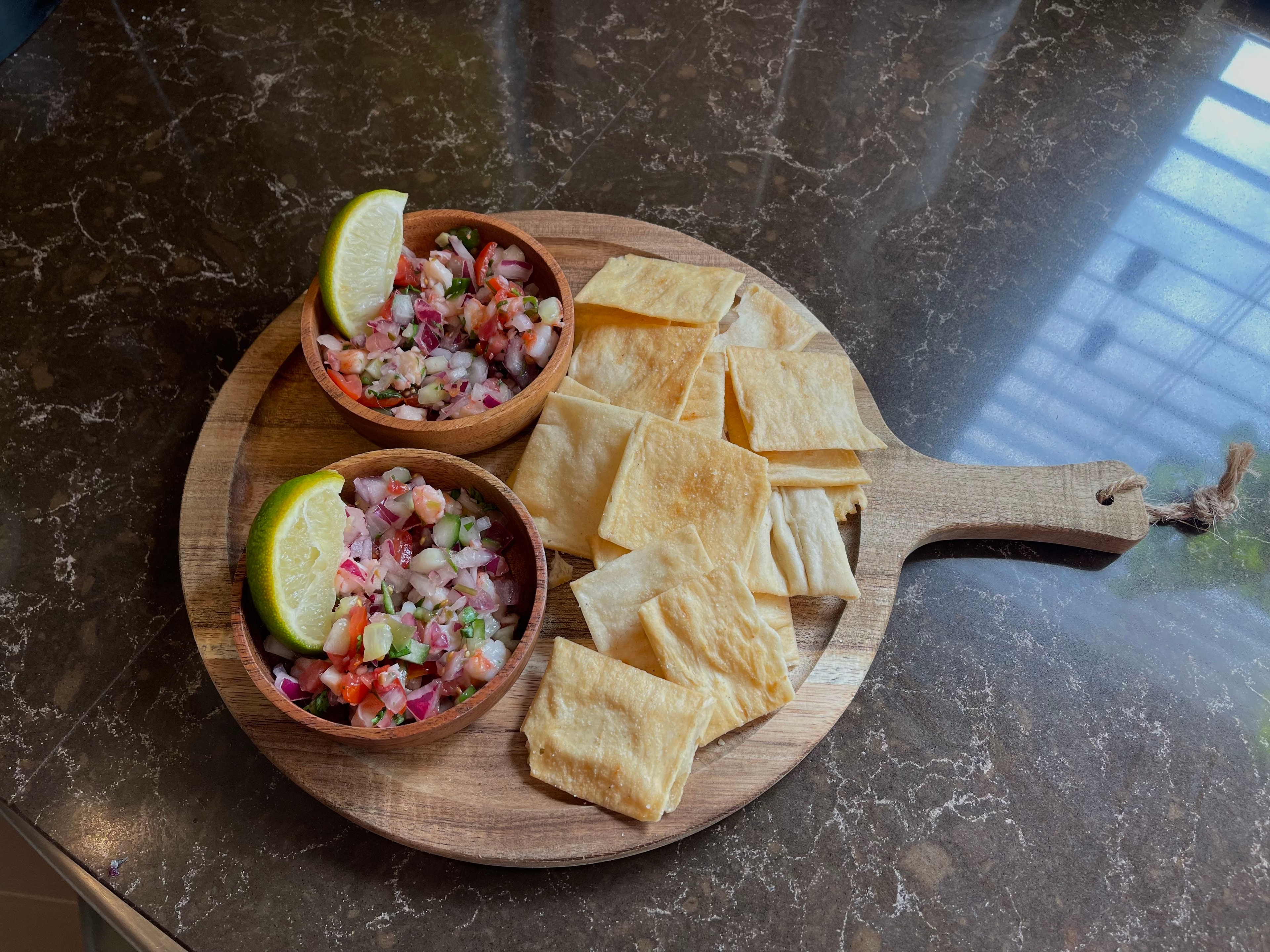 Ceviche with tortilla chips at The Social Cellar
